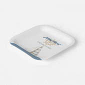 Nautical Kids Verjaardag | Marine Blauw & Wit boot Papieren Bordje (Gebogen)