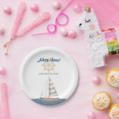 Nautical Kids Verjaardag | Marine Blauw & Wit boot Papieren Bordje (Feest)