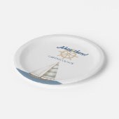Nautical Kids Verjaardag | Marine Blauw & Wit boot Papieren Bordje (Gekanteld)