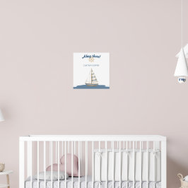 Nautical Kids Verjaardag | Marine Blauw & Wit boot Poster
