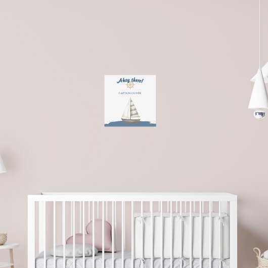 Nautical Kids Verjaardag | Marine Blauw & Wit boot Poster (Kinderkamer 2)