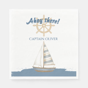 Nautical Kids Verjaardag   Marine Blauw & Wit boot Servet
