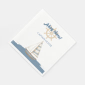 Nautical Kids Verjaardag | Marine Blauw & Wit boot Servet (Hoek)