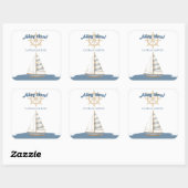 Nautical Kids Verjaardag | Marine Blauw & Wit boot Vierkante Sticker (Vel)