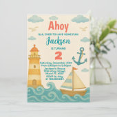 Nautical Kids verjaardagsuitnodiging Kaart (Staand voorkant)