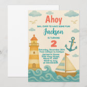 Nautical Kids verjaardagsuitnodiging Kaart (Voorkant / Achterkant)