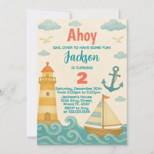 Nautical Kids verjaardagsuitnodiging Kaart