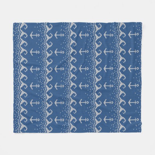 Nautical Knit Pattern Fleece Deken (Voorkant (Horizontaal))