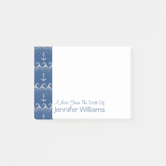 Nautical Knit Pattern | Jouw namen toevoegen Post-it® Notes (Voorkant)