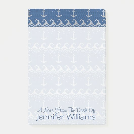 Nautical Knit Pattern | Jouw namen toevoegen Post-it® Notes (Voorkant)