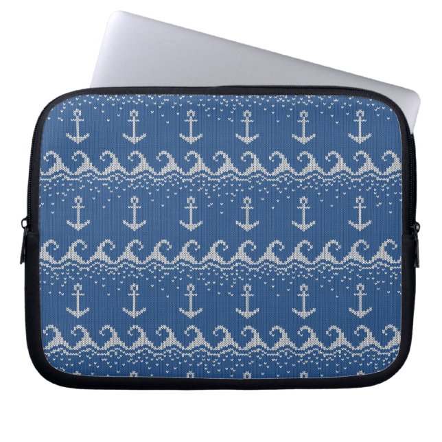 Nautical Knit Pattern Laptop Sleeve (Voorkant)