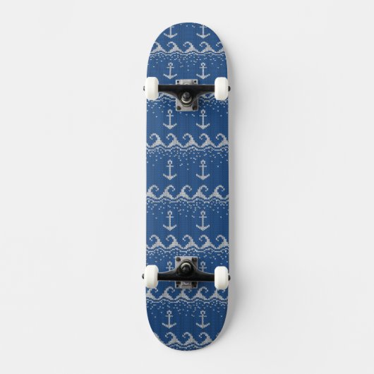 Nautical Knit Pattern Persoonlijk Skateboard (Voorkant)