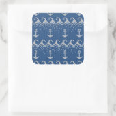 Nautical Knit Pattern Vierkante Sticker (Tas)