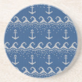 Nautical Knit Pattern Zandsteen Onderzetter (Voorkant)