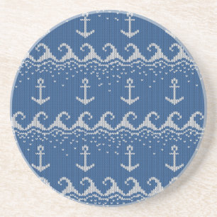 Nautical Knit Pattern Zandsteen Onderzetter