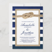 Nautical Knot Burlap & Waterverf Navy Stripes Kaart (Voorkant)