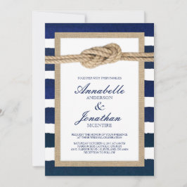 Nautical Knot Burlap & Waterverf Navy Stripes Kaart