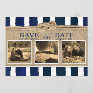 Nautical Knot Burlap Waterverf Save the Date