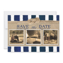 Nautical Knot Burlap Waterverf Save the Date