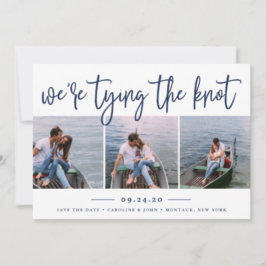 Nautical Knot | Foto Collage Save the Date Card (Voorkant)