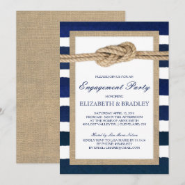 Nautical Knot Navy Stripes Bridal Engagement Party Kaart