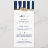 Nautical Knot Navy Stripes Bruiloft Menu (Voorkant)