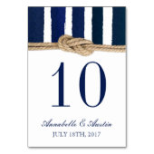 Nautical Knot Navy Stripes Bruiloft Tafel Kaart (Achterkant)