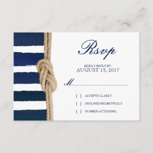 Nautical Knot & Waterverf Navy Stripes RSVP