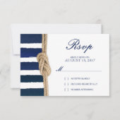Nautical Knot & Waterverf Navy Stripes RSVP (Voorkant)