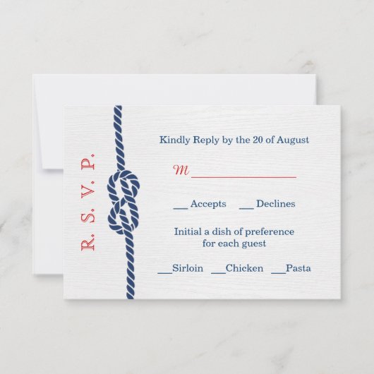 Nautical Knot Wedding RSVP Card Kaartje (Voorkant)