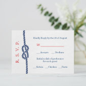 Nautical Knot Wedding RSVP Card Kaartje (Staand voorkant)