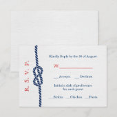Nautical Knot Wedding RSVP Card Kaartje (Voorkant / Achterkant)