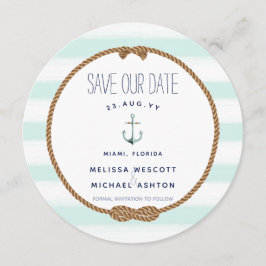 Nautical Knot Zee Foam Waterverf Save the Date Kaart