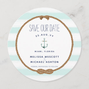 Nautical Knot Zee Foam Waterverf Save the Date Kaart