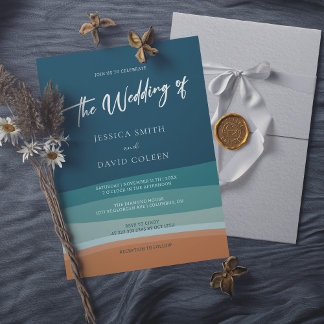 Nautical Knots and Beach Waves Wedding Invitation Kaart