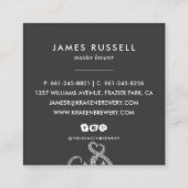 Nautical Kraken Sketch Square Visitekaartje (Achterkant)