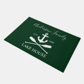 Nautical Lake House Anchor Oars Familienaam Green Deurmat (Schuin)