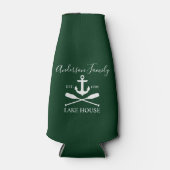Nautical Lake House Anchor Oars Familienaam Green Flesjeskoeler (Voorkant)