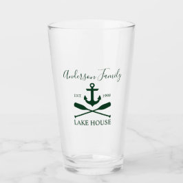 Nautical Lake House Anchor Oars Familienaam Green Glas