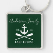 Nautical Lake House Anchor Oars Family Green Sleutelhanger (Voorkant)