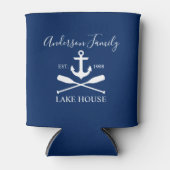 Nautical Lake House Anchor Oars Family Navy Blue Blikjeskoeler (Voorkant)