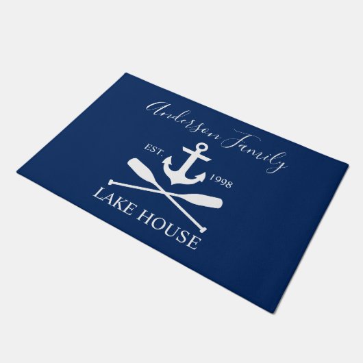 Nautical Lake House Anchor Oars Family Navy Blue Deurmat (Schuin)