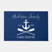 Nautical Lake House Anchor Oars Family Navy Blue Deurmat (Voorkant)