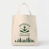 Nautical Lake House Anchor Oars Pines Grocery Tote Bag (Voorkant)