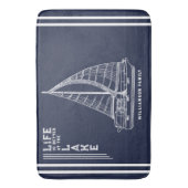 Nautical Lake House familienaam Navy Blue Badmat (Voorkant Verticaal)