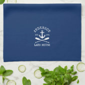 Nautical Lake House Family Anchor Oars Navy Blue Theedoek (Gevouwen)