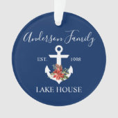 Nautical Lake House Winter Floral marine Blue Ornament (voorkant)