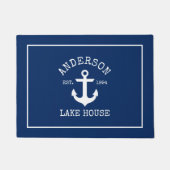 Nautical Lake Navy Blue House familienaam anker Deurmat (Voorkant)