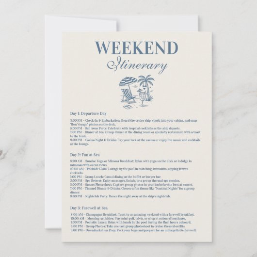 Nautical Last Toast vrijgezellenweekend Kaart (Achterkant)