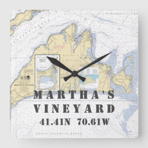 Nautical Latitude Lengtegraad: Martha's Vineyard,  Vierkante Klok